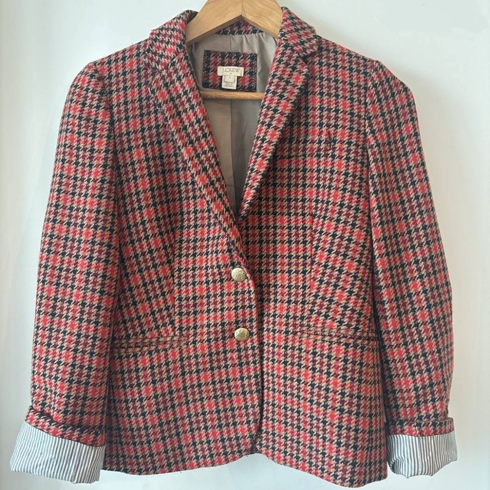 J. Crew Tweed Plaid Wool Suit Jacket/Blazer Size 4